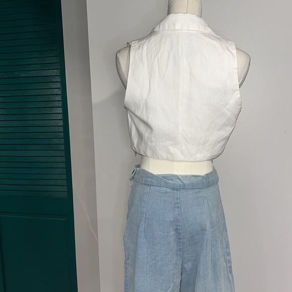 Zara White Sleeveless Tie-Front Crop Top vest - S - Picture 5 of 8